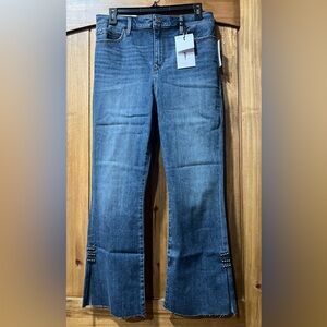 Skinnygirl Medium Blue Flare Jeans with Stud Accents NWT
